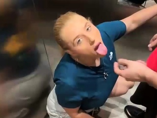 Busty MILF suck cock and get pounded hard in elevator live a