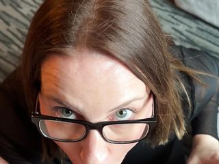 MILF in Glasses POV Blowjobhandjob, Cumshot