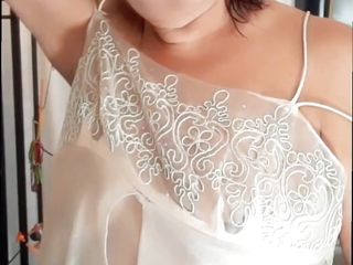 BBW 71 Year Old Granny Dancing in Transparent Dress and Masturbating Hairy Pussy with My Dildo