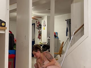 Thick naughty wife cleaning in bikini